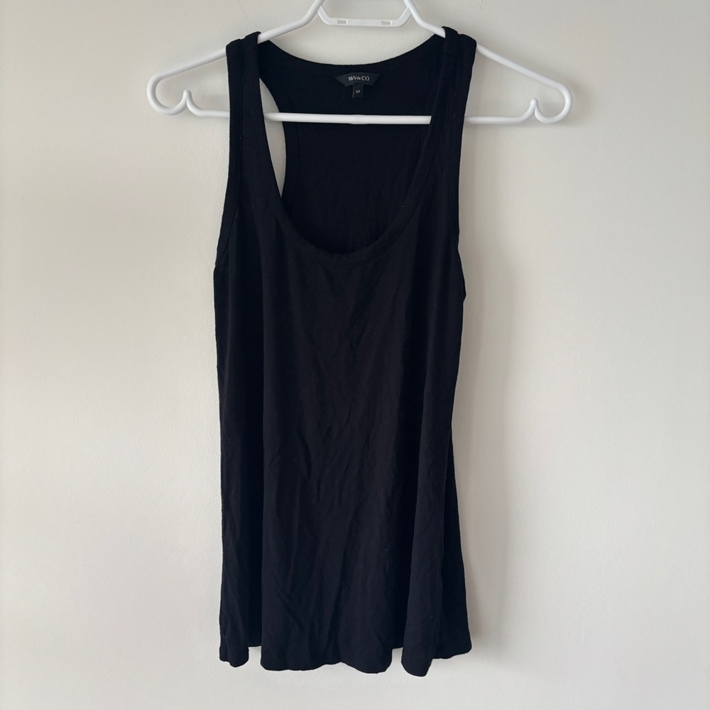 2/$10 Rw&Co Women's black Basic Tank Top casual workout everyday stretchy size S